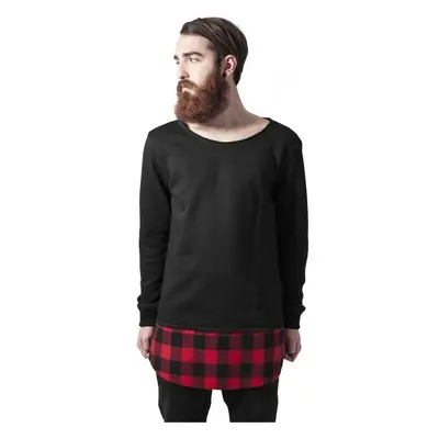 URBAN CLASSICS Long Flanell Bottom Open Edge Crewneck - blk/blk/red 71843344