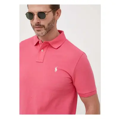 Polo Ralph Lauren Bavlněné polo tričko Ralph Lauren růžová barva, 80789681