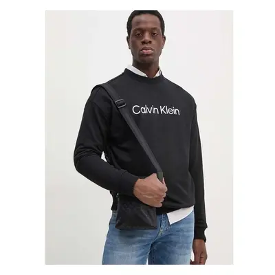 Bavlněná mikina Calvin Klein pánská, černá barva, s potiskem, 96171538