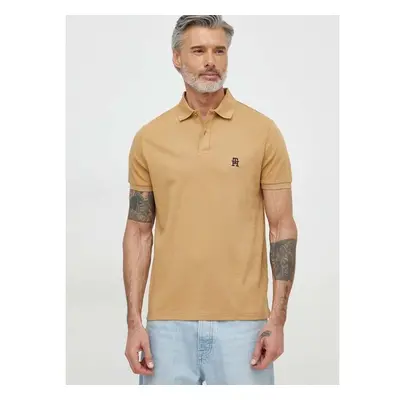 Bavlněné polo tričko Tommy Hilfiger béžová barva, MW0MW34783 90369659