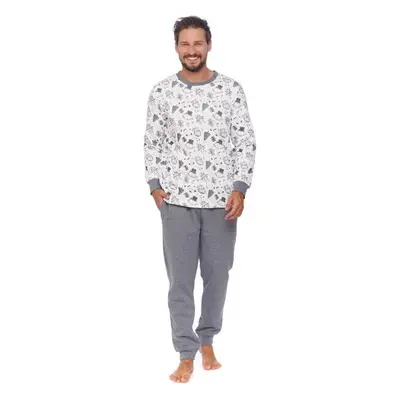 DN Nightwear Pánské vánoční pyžamo Snowman bílé zateplené 73976077