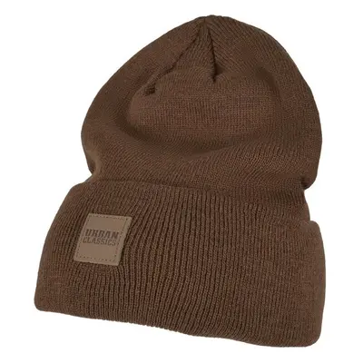 Čepice Urban Classics Leatherpatch Long Beanie - toffee 76351945