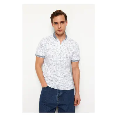 Trendyol White Regular/Normal Cut Patterned Polo Neck T-shirt 91282608