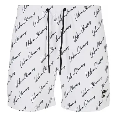 URBAN CLASSICS Pattern Swim Shorts - whitescriptlogo 83972509