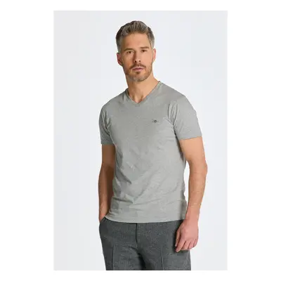 TRIČKO GANT SLIM SHIELD V-NECK T-SHIRT GREY MELANGE 84605857