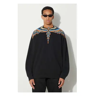 Bavlněná mikina Marcelo Burlon Optical Wings pánská, černá barva, s 86538512