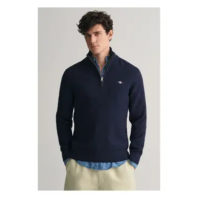 SVETR GANT STRUCTURED COTTON HALF ZIP EVENING BLUE 92977645