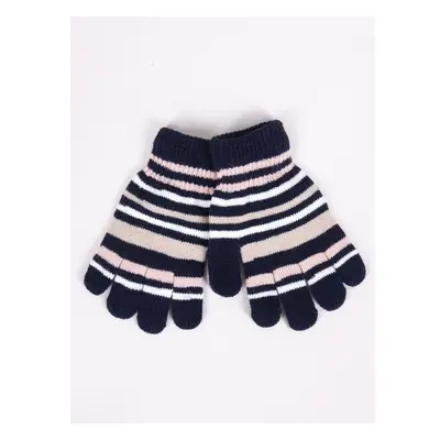 Yoclub Kidss Girls Five-Finger Striped Gloves RED-0118G-AA50-004 74836869