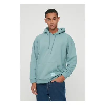 Trendyol Basic Mint Oversize/Široký střih s kapucí označená fleecová 66247373