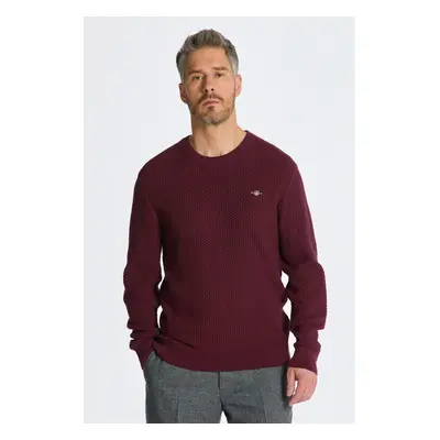 SVETR GANT COTTON TEXTURE C-NECK RED SHADOW 84735228