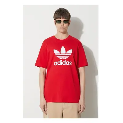 Bavlněné tričko adidas Originals Trefoil červená barva, s potiskem, 88826013