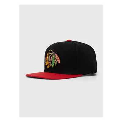 Kšiltovka Mitchell&Ness NHL CHICAGO BLACKHAWKS černá barva, s aplikací 90024139