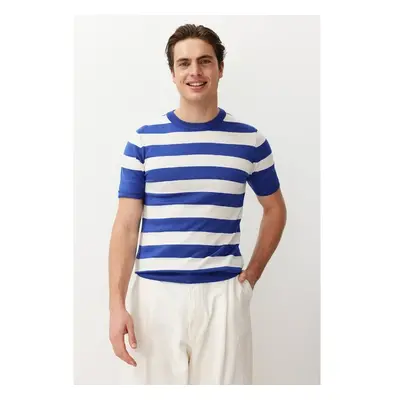 Trendyol Saks Slim-Tight Fit Crew Neck Striped Knitwear T-Shirt 95690049