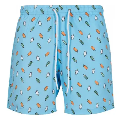 Pánské koupací šortky Urban Classics Pattern Swim Shorts - lightblue 45581360