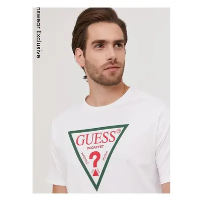 Tričko Guess pánské, bílá barva, s potiskem 59722343