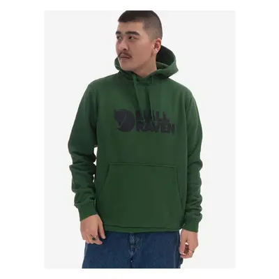 Bavlněná mikina Fjallraven Logo Hoodie pánská, zelená barva, s kapucí, 84541595