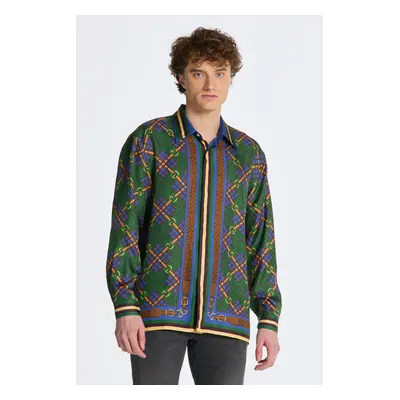 KOŠILE GANT REL MEDALLION SILK SHIRT FOREST GREEN 84606350