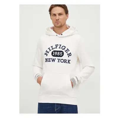 Mikina Tommy Hilfiger pánská, bílá barva, s kapucí, s aplikací 85757859