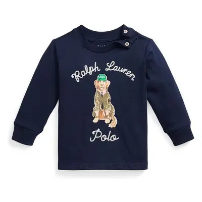 Dětské bavlněné tričko s dlouhým rukávem Polo Ralph Lauren tmavomodrá 95223683