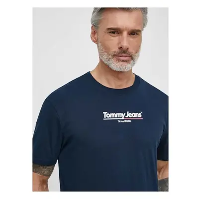 Bavlněné tričko Tommy Jeans tmavomodrá barva, s potiskem, DM0DM18590 90369861