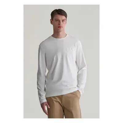 TRIČKO GANT EMBOSSED LS TSHIRT EGGSHELL 96191578