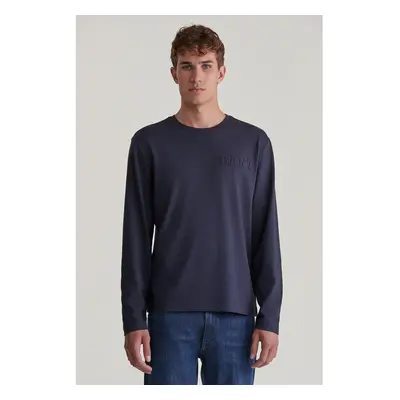 TRIČKO GANT EMBOSSED LS TSHIRT EVENING BLUE 96191579