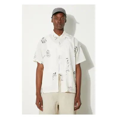 Košile s příměsí lnu Carhartt WIP Stamp Shirt béžová barva, relaxed, s 95192984