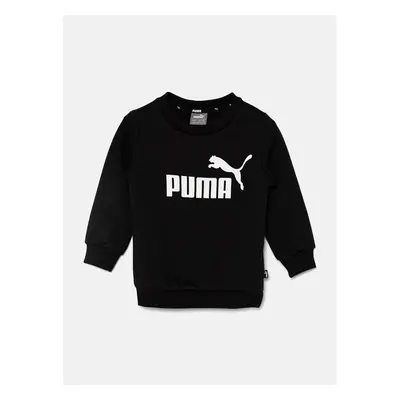 Dětská mikina Puma ESS Big Logo Crew FL B černá barva, s potiskem 95765220