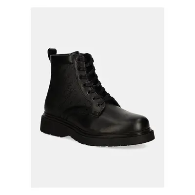 Kožené trapery Calvin Klein LACE UP BOOT W/ ZIP MONO pánské, černá 96171547