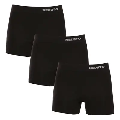 3PACK pánské boxerky Nedeto bezešvé bambusové černé (3NDTB001S) 86667239