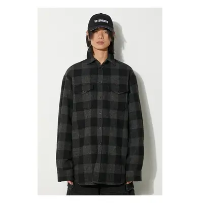 Košilová bunda VETEMENTS Flannel Shirt černá barva, UE64SH260BG 94874557