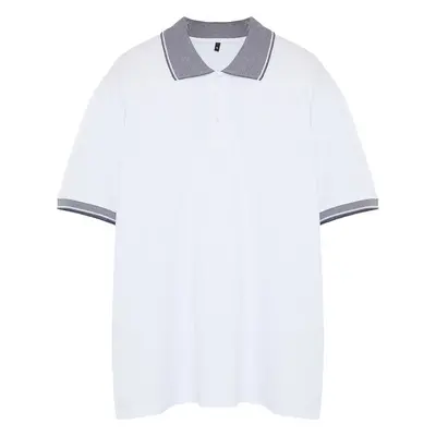 Trendyol White Large Size Regular/Normal Cut Polo Neck T-Shirt 95698737