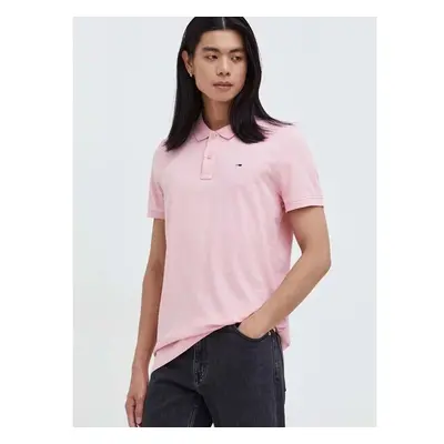 Bavlněné polo tričko Tommy Jeans růžová barva, DM0DM18312 88281218