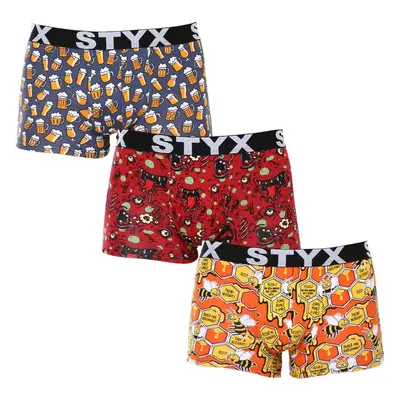 3PACK pánské boxerky Styx art sportovní guma vícebarevné (3G13714) 91723032