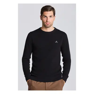 SVETR GANT COTTON PIQUE C-NECK BLACK 76936208