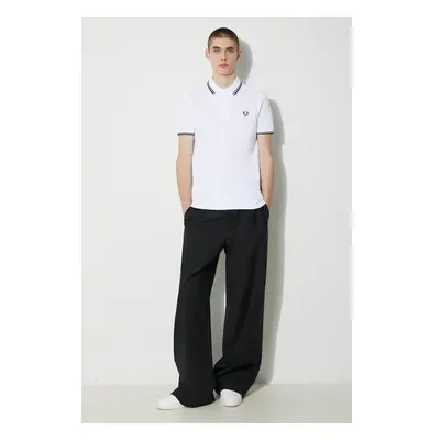 Bavlněné polo tričko Fred Perry Twin Tipped Shirt bílá barva, s 89851572