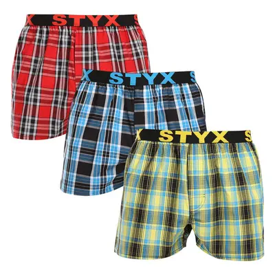 3PACK pánské trenky Styx sportovní guma vícebarevné (3B102123) 90375597