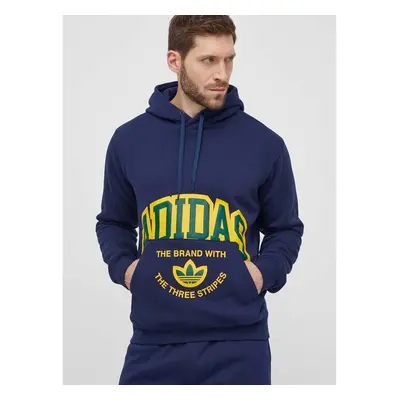 Mikina adidas Originals pánská, tmavomodrá barva, s kapucí, s potiskem 89271473