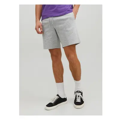 Světle šedé pánské žíhané teplákové basic kraťasy Jack & Jones New 95340987