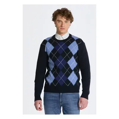 SVETR GANT ARGYLE C- NECK EVENING BLUE 84796941