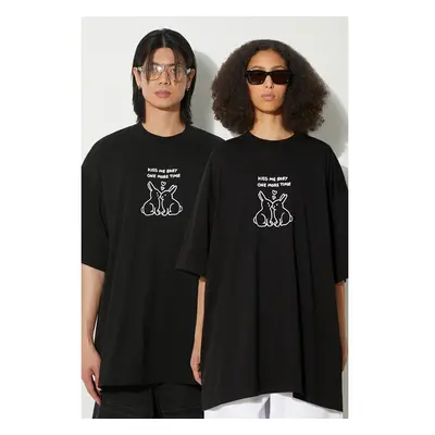 Bavlněné tričko VETEMENTS Kissing Bunnies černá barva, potiskem, 92988479