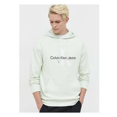 Bavlněná mikina Calvin Klein Jeans pánská, zelená barva, s kapucí, s 84657700