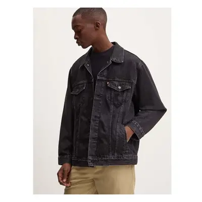 Džínová bunda Levis pánská, černá barva, přechodná, oversize, A5782 95223687