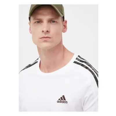 Bavlněné tričko adidas Essentials bílá barva, s aplikací, IC9343 82580600