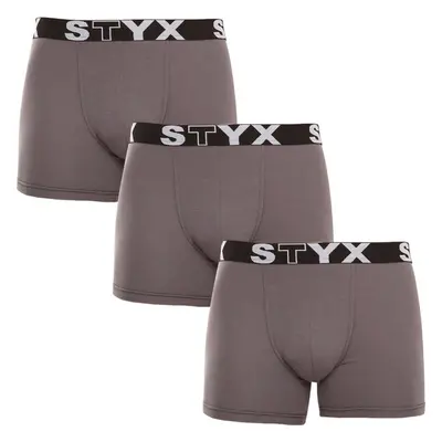 3PACK pánské boxerky Styx long sportovní guma tmavě šedé (3U1063) 88649559