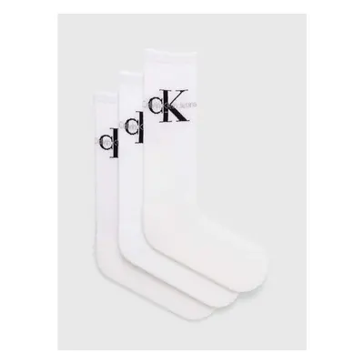 Ponožky Calvin Klein Jeans 3-pack pánské, bílá barva, 701220514 91845170