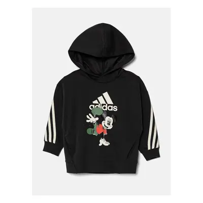 Dětská mikina adidas LK DY MM SWT černá barva, s kapucí, s potiskem, 96183969