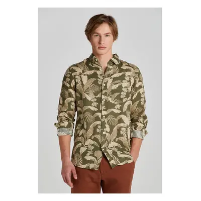 KOŠILE GANT REG LINEN PRINT SHIRT JUNIPER GREEN 91537743