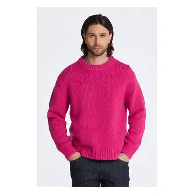 SVETR GANT WOOL BOUCLE C-NECK PINK FUCHSIA 85386206