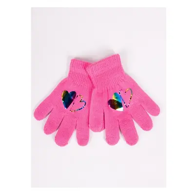 Yoclub Kidss Girls Five-Finger Gloves With Hologram RED-0068G-AA50-005 74836544